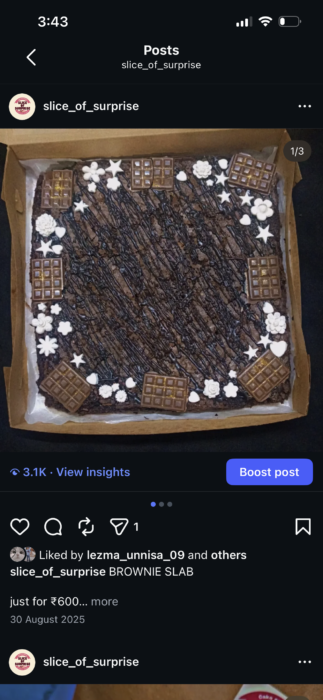 Customised Nutella brownie slab